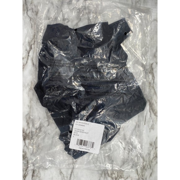 Free People NWT Jessa Bodysuit Cage Back Halter Stretch Thong Black Large New - Picture 10 of 11